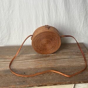 Elegant Woven Brown Crossbody Bag